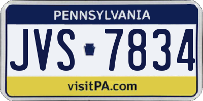 PA license plate JVS7834