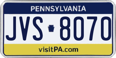 PA license plate JVS8070