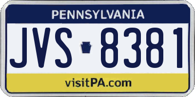 PA license plate JVS8381