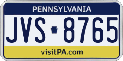 PA license plate JVS8765