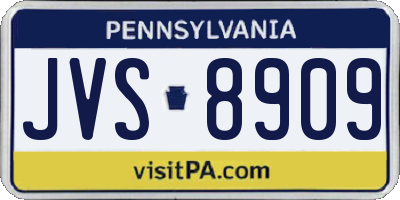 PA license plate JVS8909