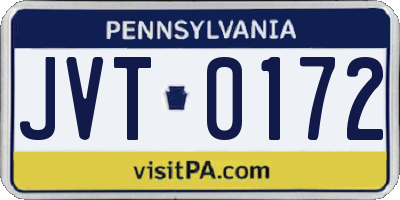 PA license plate JVT0172