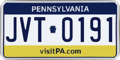 PA license plate JVT0191