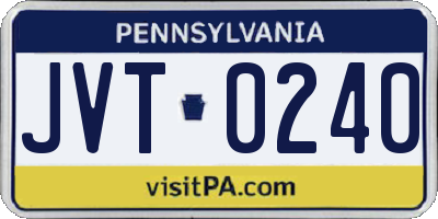 PA license plate JVT0240