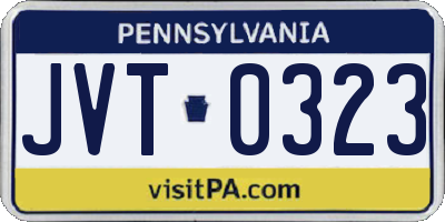 PA license plate JVT0323