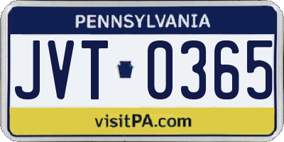 PA license plate JVT0365