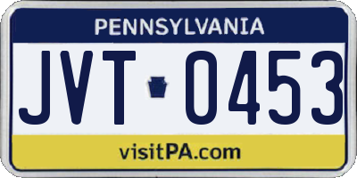 PA license plate JVT0453