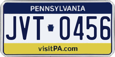 PA license plate JVT0456