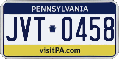 PA license plate JVT0458