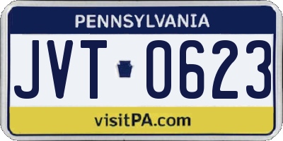 PA license plate JVT0623