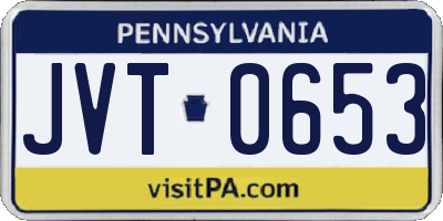 PA license plate JVT0653