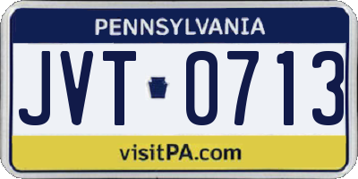 PA license plate JVT0713