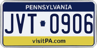 PA license plate JVT0906