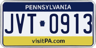 PA license plate JVT0913