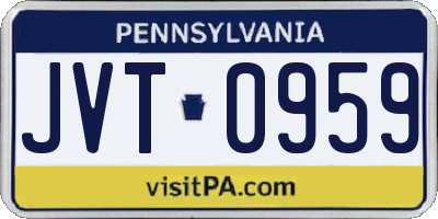 PA license plate JVT0959