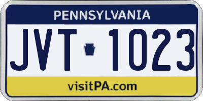 PA license plate JVT1023
