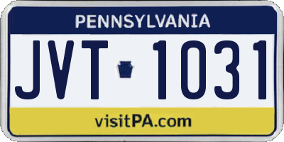 PA license plate JVT1031