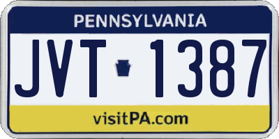 PA license plate JVT1387