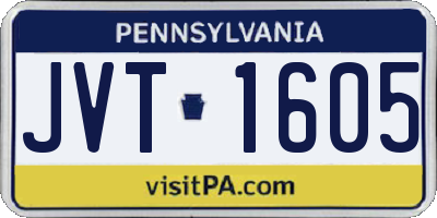 PA license plate JVT1605