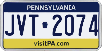 PA license plate JVT2074