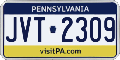 PA license plate JVT2309