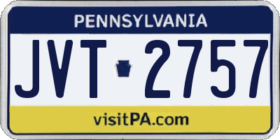 PA license plate JVT2757
