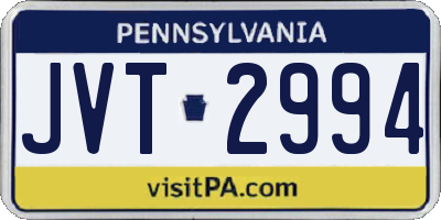 PA license plate JVT2994