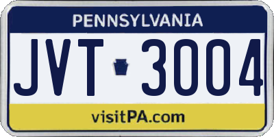 PA license plate JVT3004