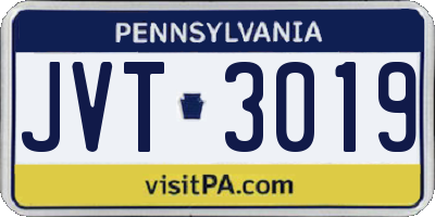 PA license plate JVT3019