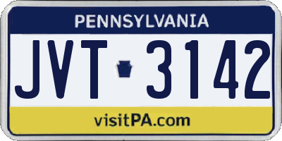 PA license plate JVT3142