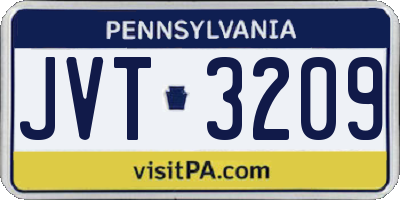 PA license plate JVT3209