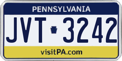 PA license plate JVT3242