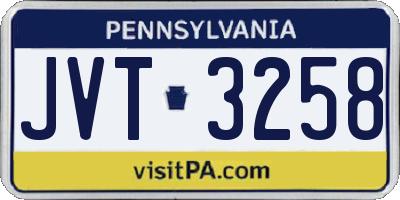 PA license plate JVT3258
