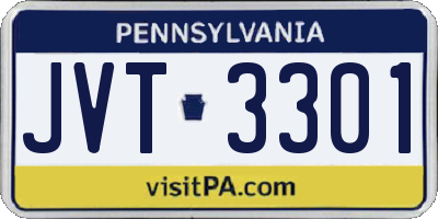 PA license plate JVT3301