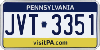PA license plate JVT3351