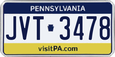 PA license plate JVT3478