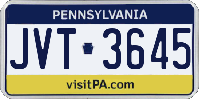 PA license plate JVT3645