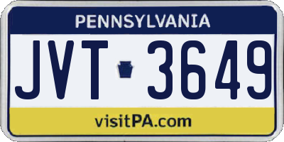 PA license plate JVT3649