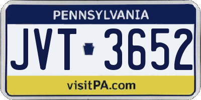PA license plate JVT3652