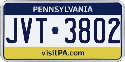 PA license plate JVT3802