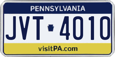 PA license plate JVT4010