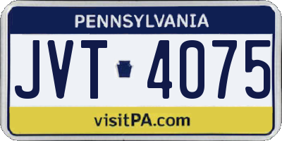 PA license plate JVT4075