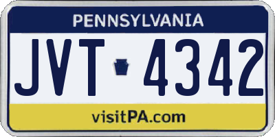 PA license plate JVT4342