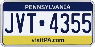 PA license plate JVT4355