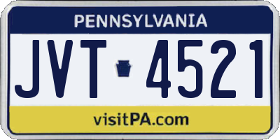 PA license plate JVT4521