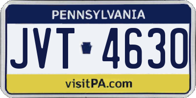 PA license plate JVT4630
