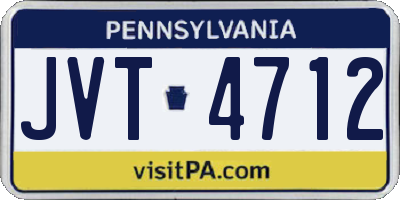 PA license plate JVT4712