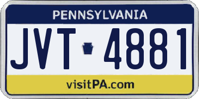 PA license plate JVT4881
