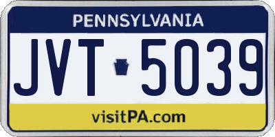 PA license plate JVT5039