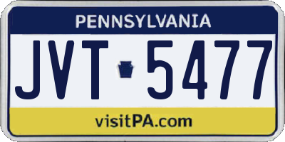 PA license plate JVT5477